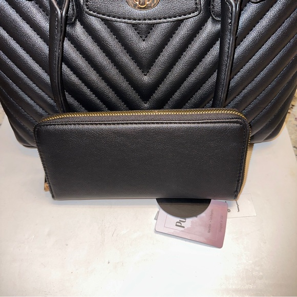 WOMEN'S SATCHEL HANDBAG  PURSE FAUX LEATHER SHOULDER TOTE BAG 2 PIECES SET NEW - Picture 6 of 7